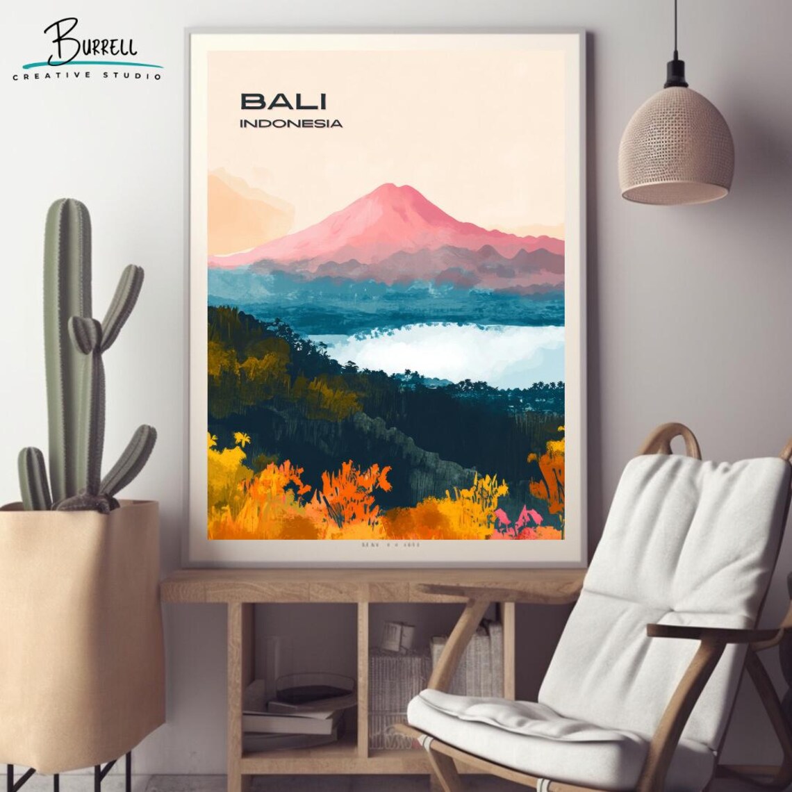 Bali Indonesia Mount Batur Volcano Over the Lake Dawn Poster - Image 2