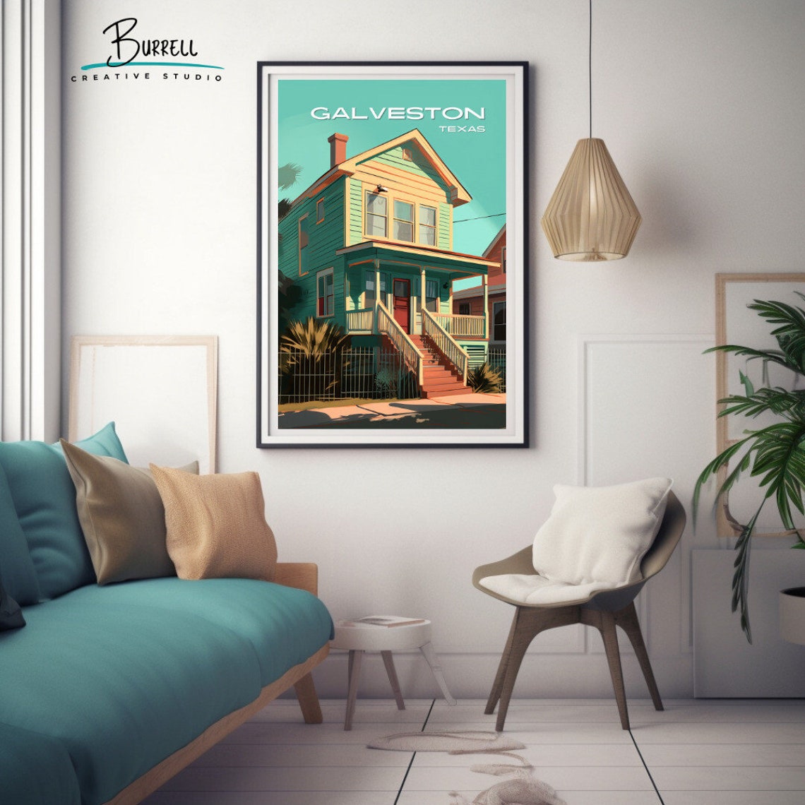 Galveston Texas Victorian House Porch Historic Home Travel Poster - Image 2