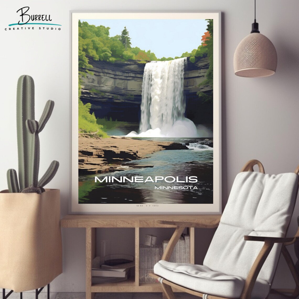 Minneapolis Minnesota Minnehaha Falls Travel Poster - Image 2