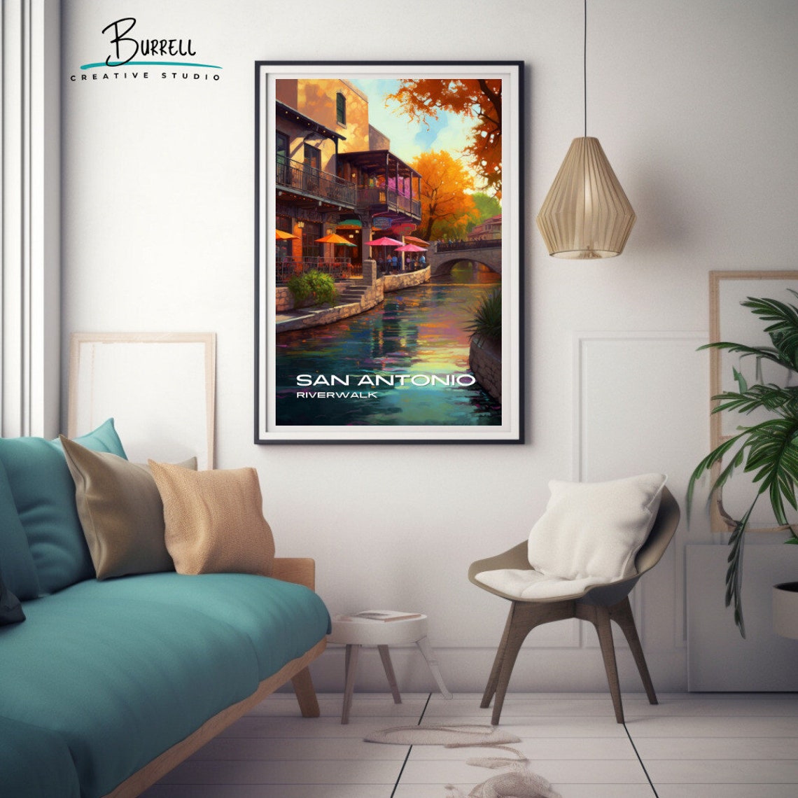 San Antonio Texas Riverwalk Canal Dining Terrace Restaurants Poster - Image 3