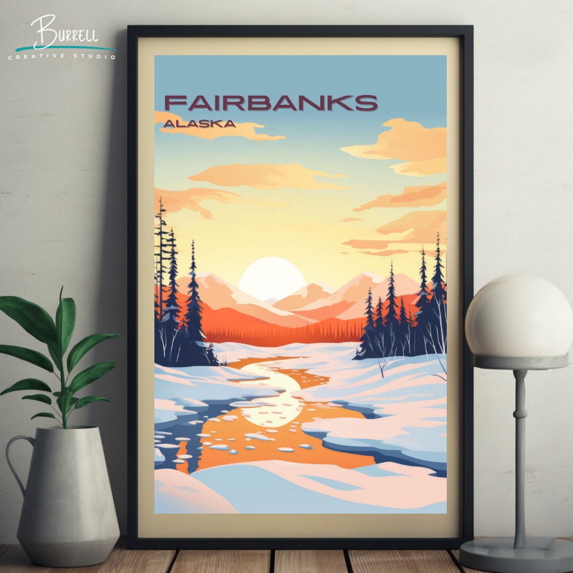 Fairbanks Alaska Snowy River Valley Sunrise Pine Forest Poster - Image 5