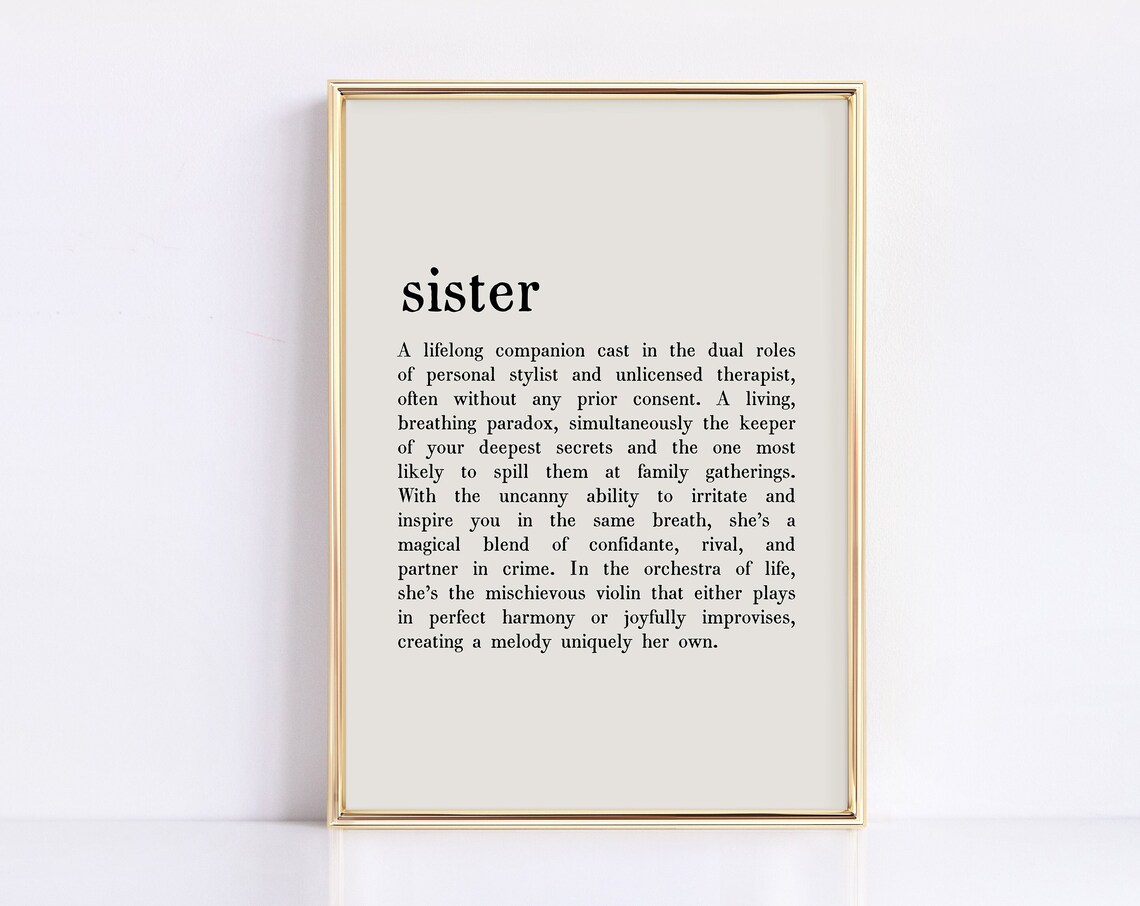 Sister Definition Minimalist Art Print, Gift For Her