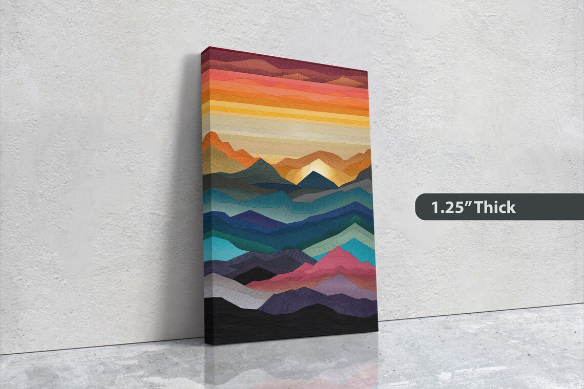 Minimalist Mountains Sunset Art Print, Mid-Century Modern - Image 3