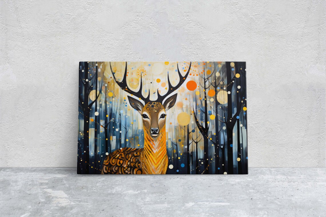 Abstract Deer and Elk Art Print, Modern Surrealism