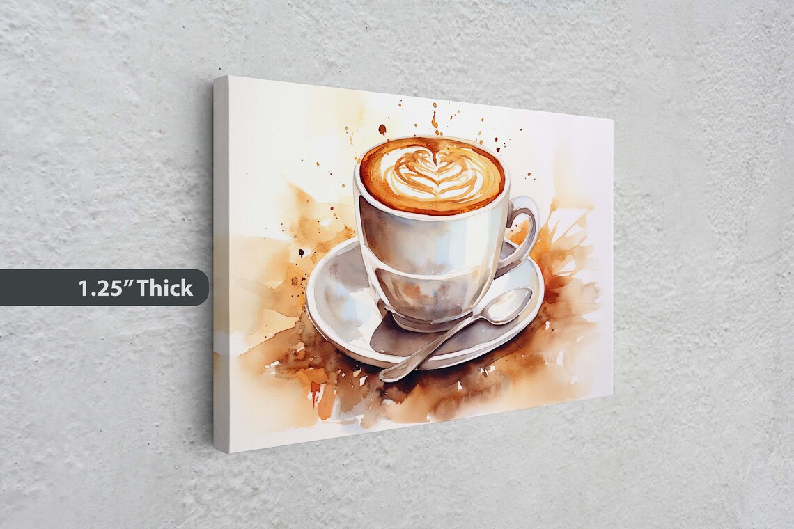 Watercolor Latte Art Print, Coffee Lover Decor - Image 3