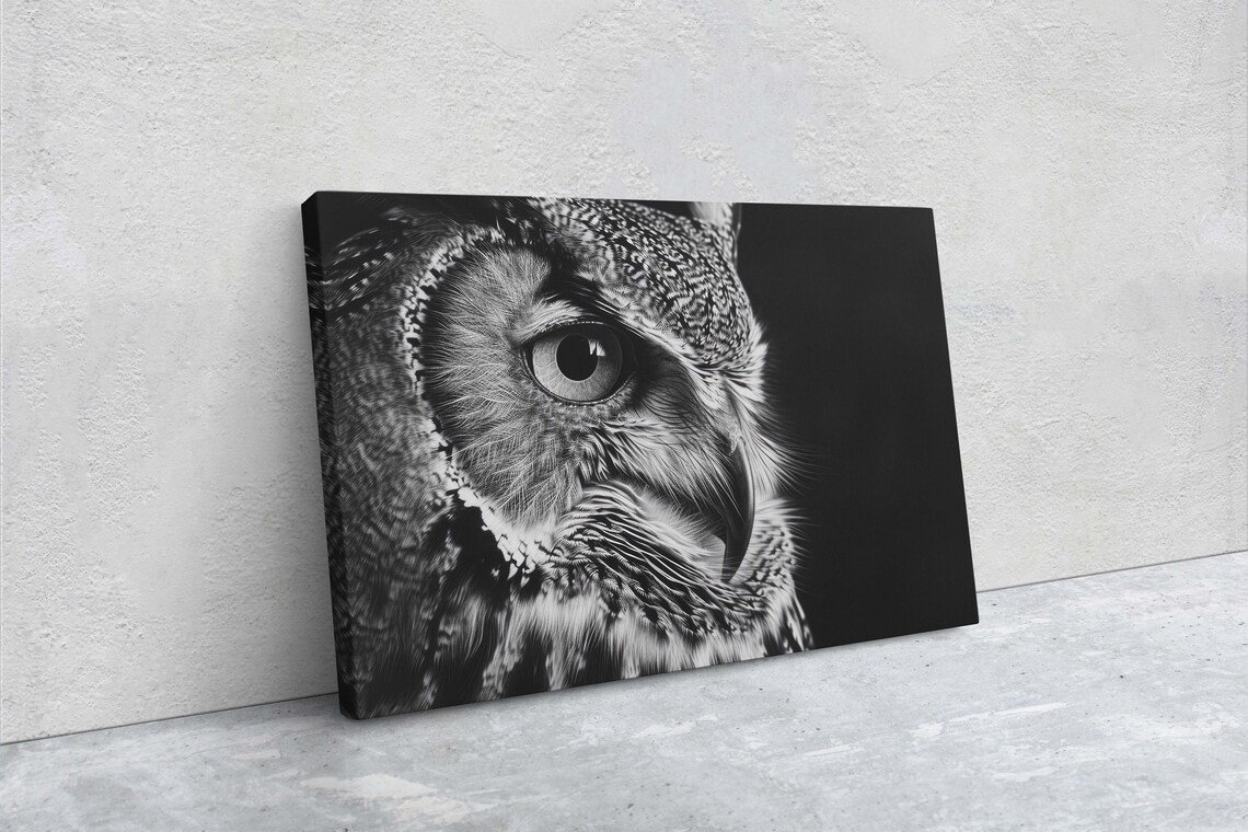 Black and White Owl Photography, Cabin Decor Art Print - Image 2