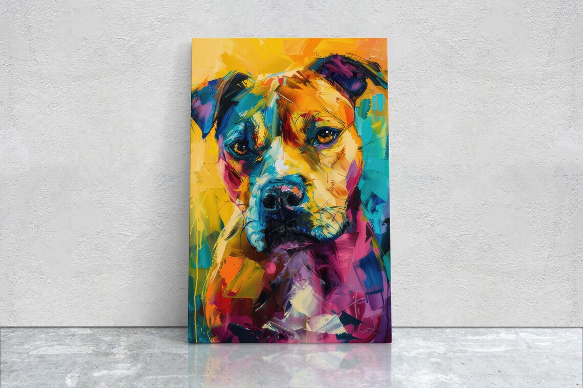 Pit Bull Watercolor Pop Art Dog Wall Art Print