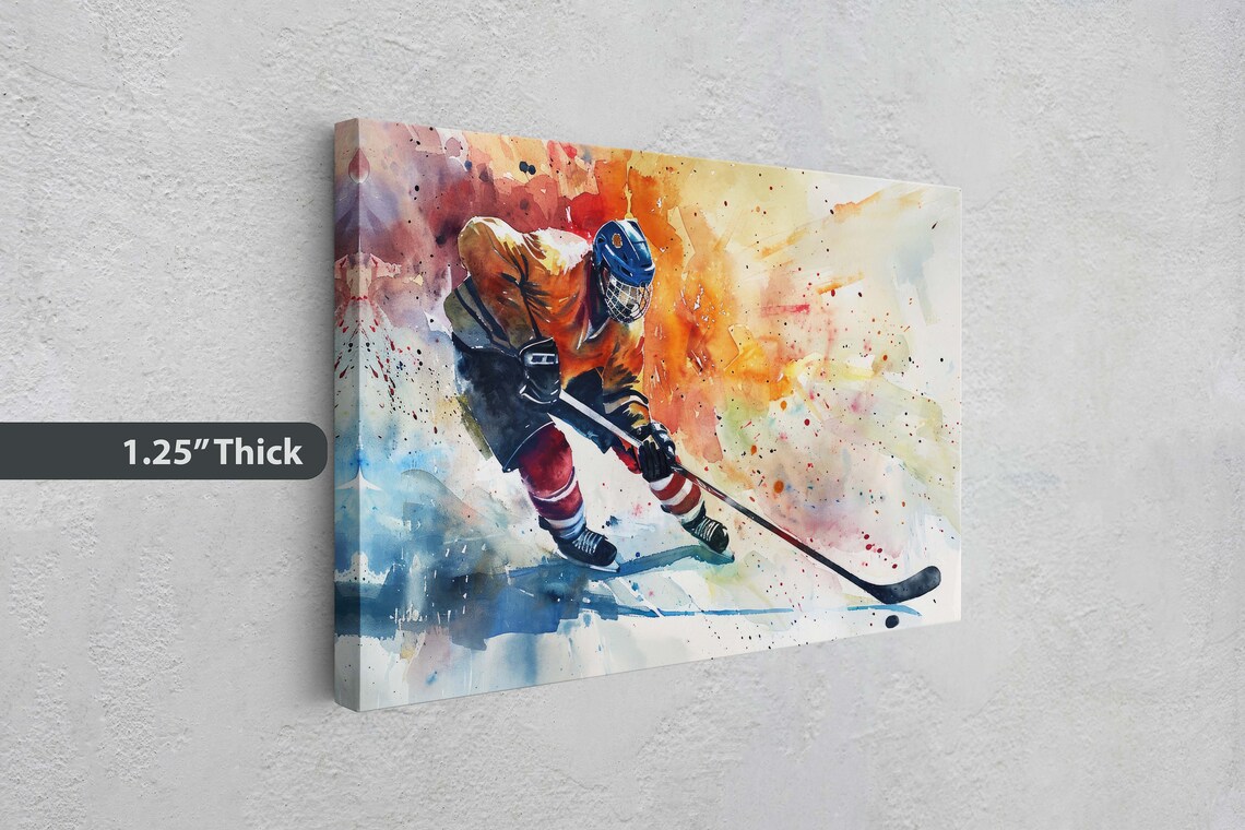 Hockey Watercolor Sports Art Print, Boys Room Decor - Image 3