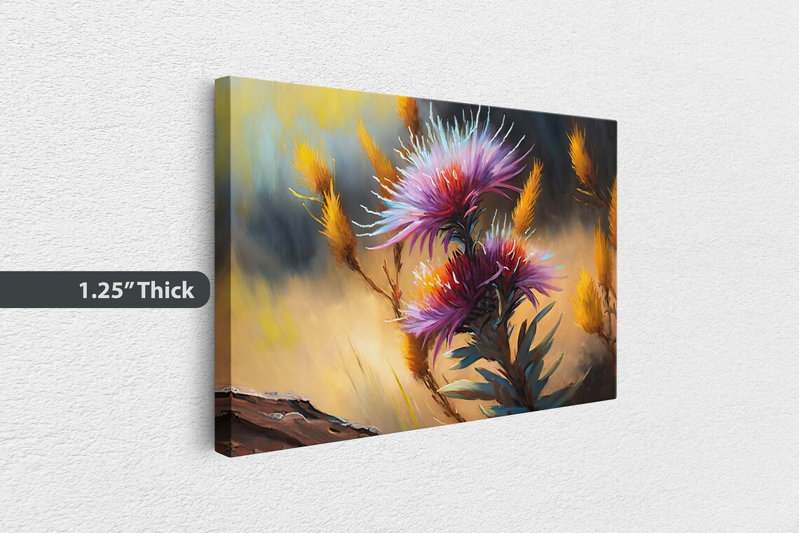 Pink Blazing Star Wildflowers Prairie Golden Grass Floral Wall Art - Image 3