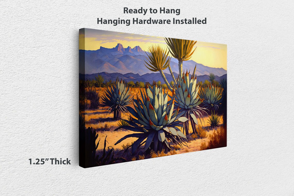 Agave Desert Landscape Oil-Painting-Style Art Print - Image 2
