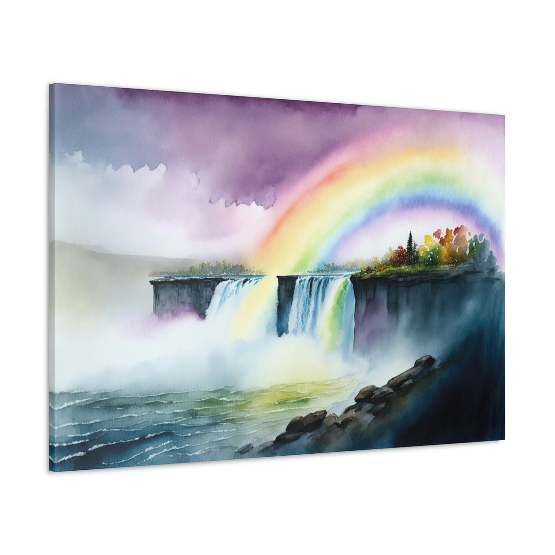 Watercolor Rainbow Waterfall Art Print - Image 3