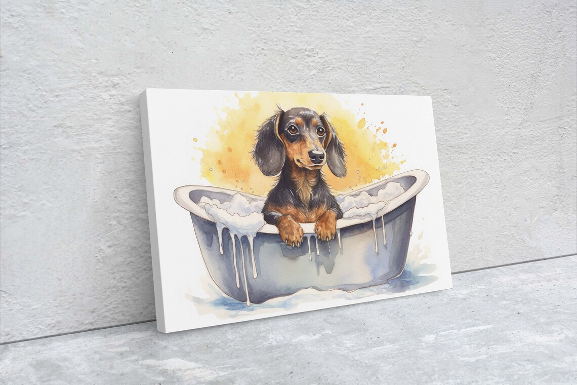 Dachshund Bath Time Bathroom Decor Poster Print - Image 2