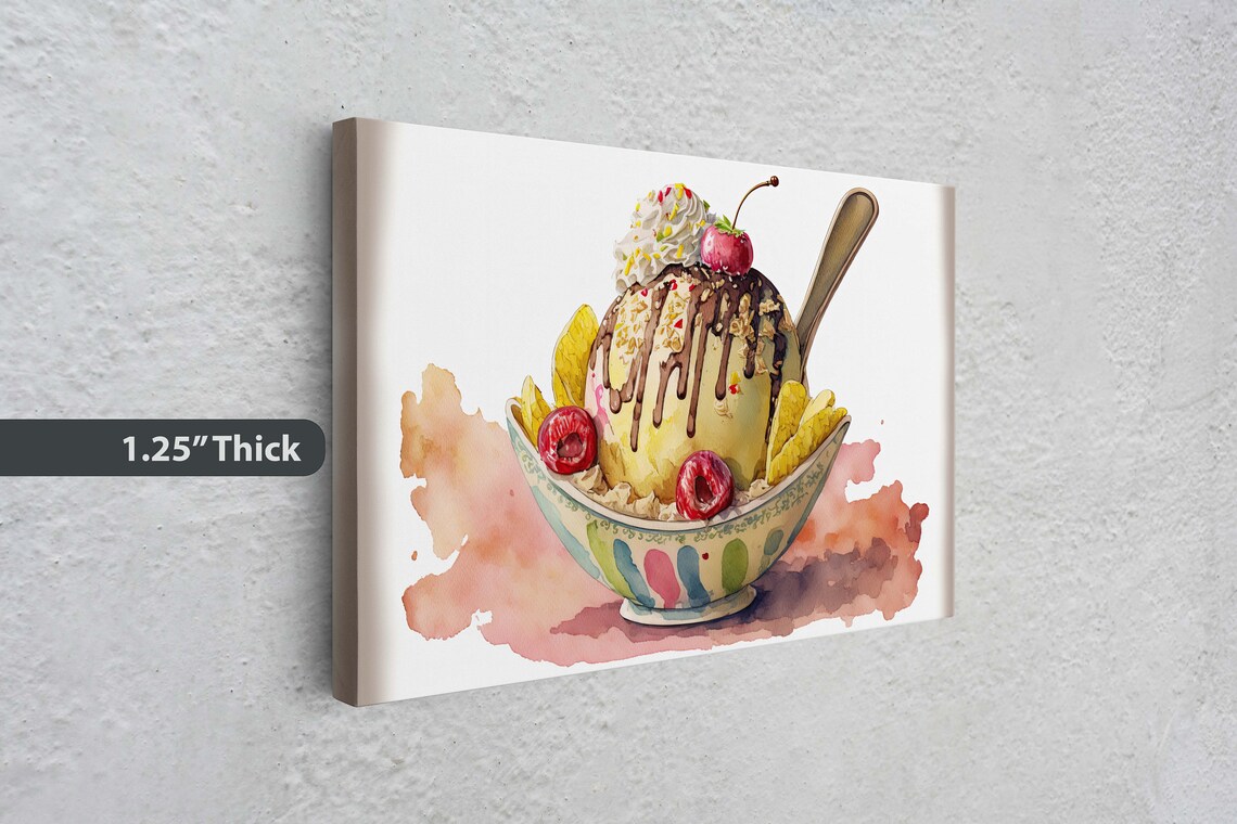 Ice Cream Sundae Gelato Dessert Art Print, Kitchen Decor - Image 3