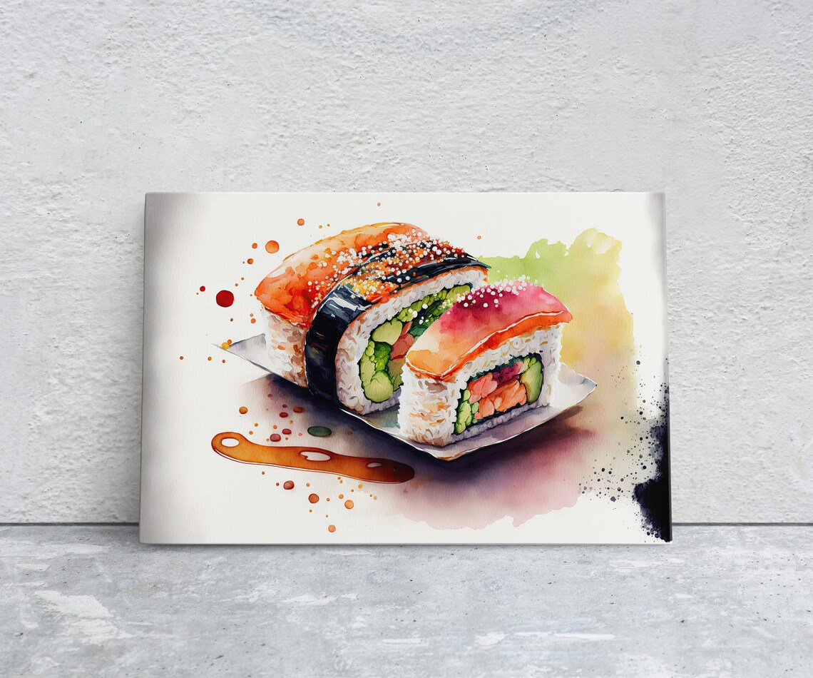 Watercolor Sushi Art Print