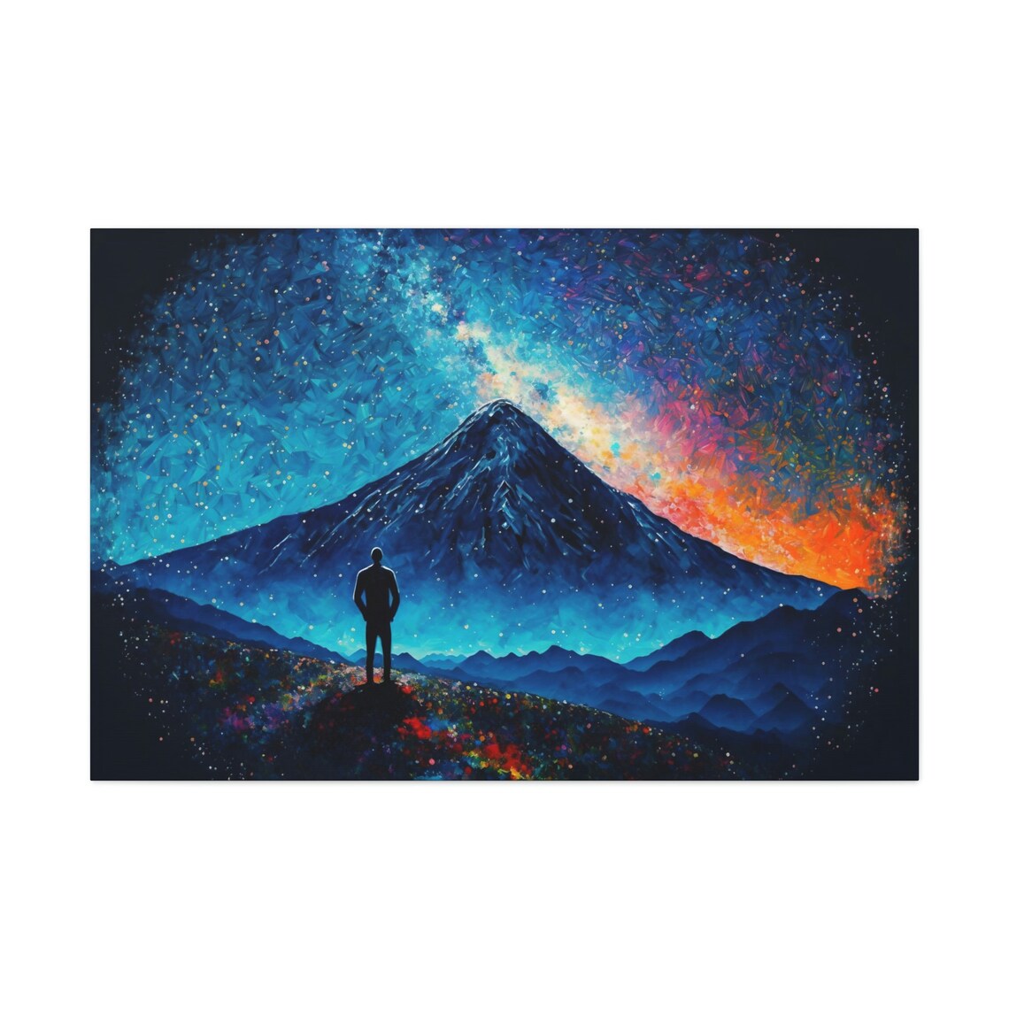 Overlooking Mountain, Colorful Landscape Art