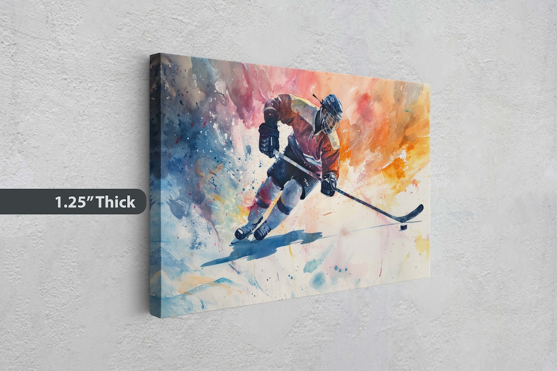 Hockey Watercolor Sports Decor Art Print, Boys Room - Image 3