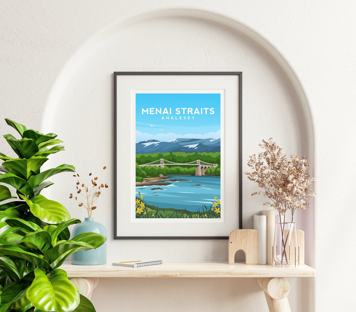 Menai Straits Art Print, Anglesey Wales Travel Poster - Image 2