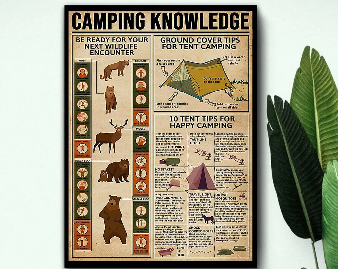 Camping Knowledge Poster, Vintage Retro Travel Poster - Image 3