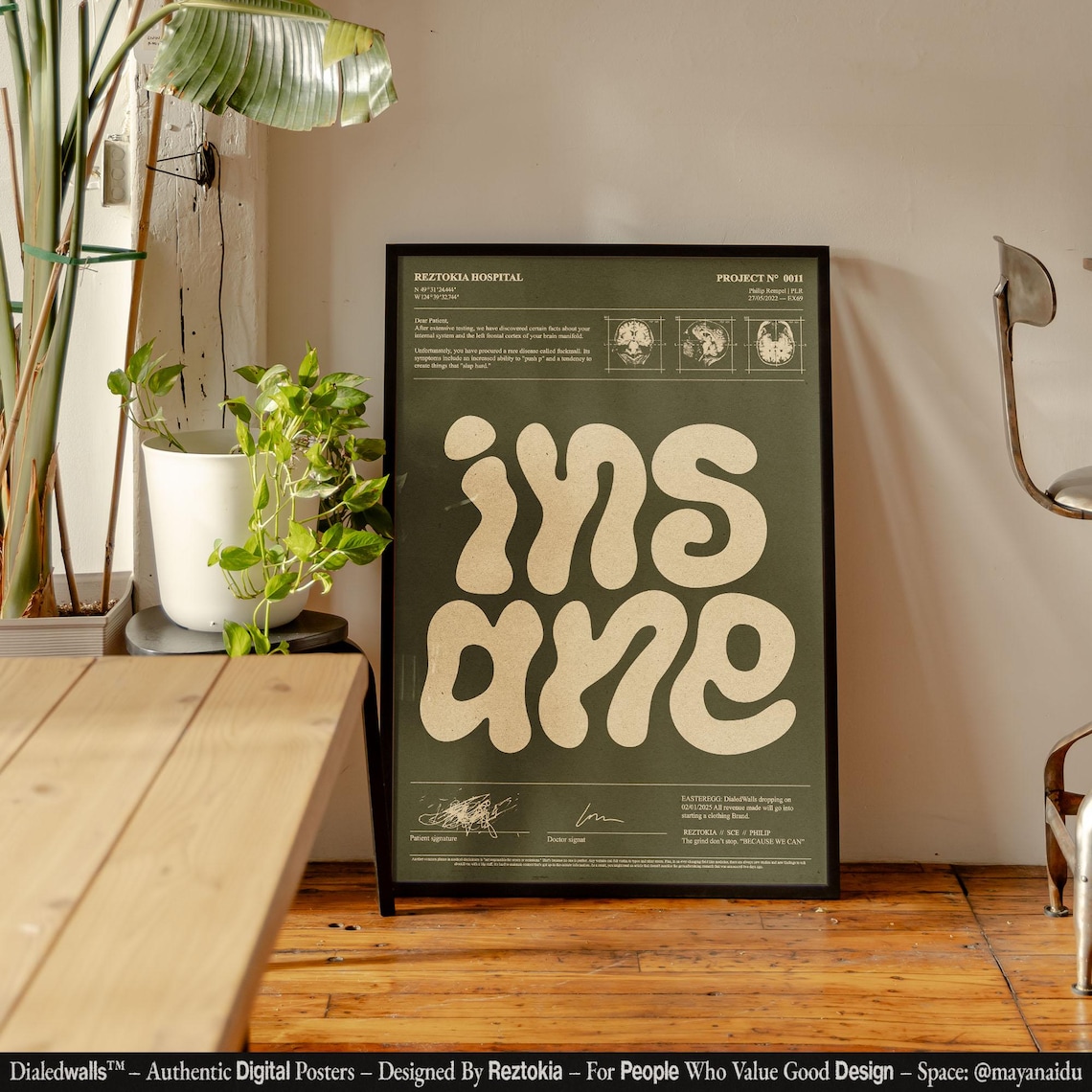 Insane Bubbly Letters Reztokia Hospital Funny Retro Typography Poster - Image 3