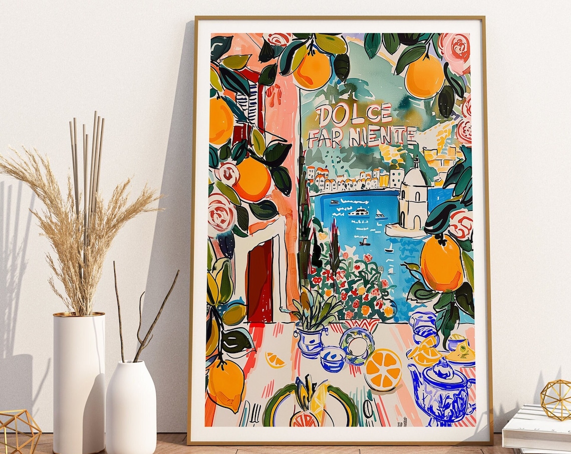 Retro Dolce Far Niente Amalfi Coast Travel Poster