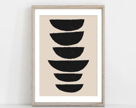 Mid Century Line Art Geometric Abstract Art Print