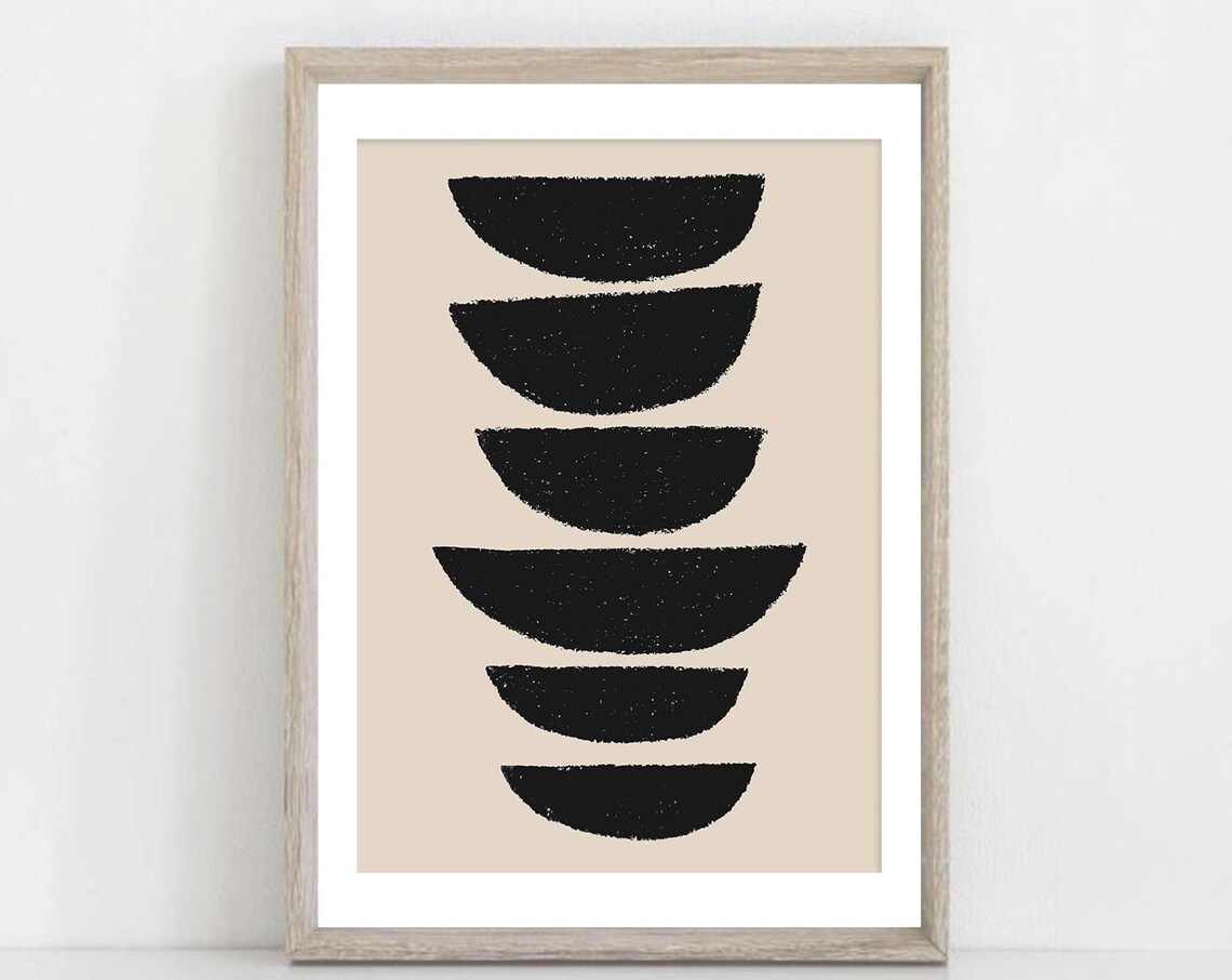 Mid Century Line Art Geometric Abstract Art Print