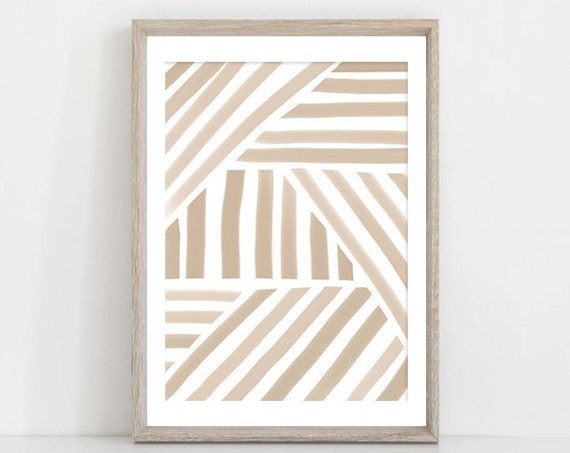 Neutral Geometric Watercolor Abstract Art Print