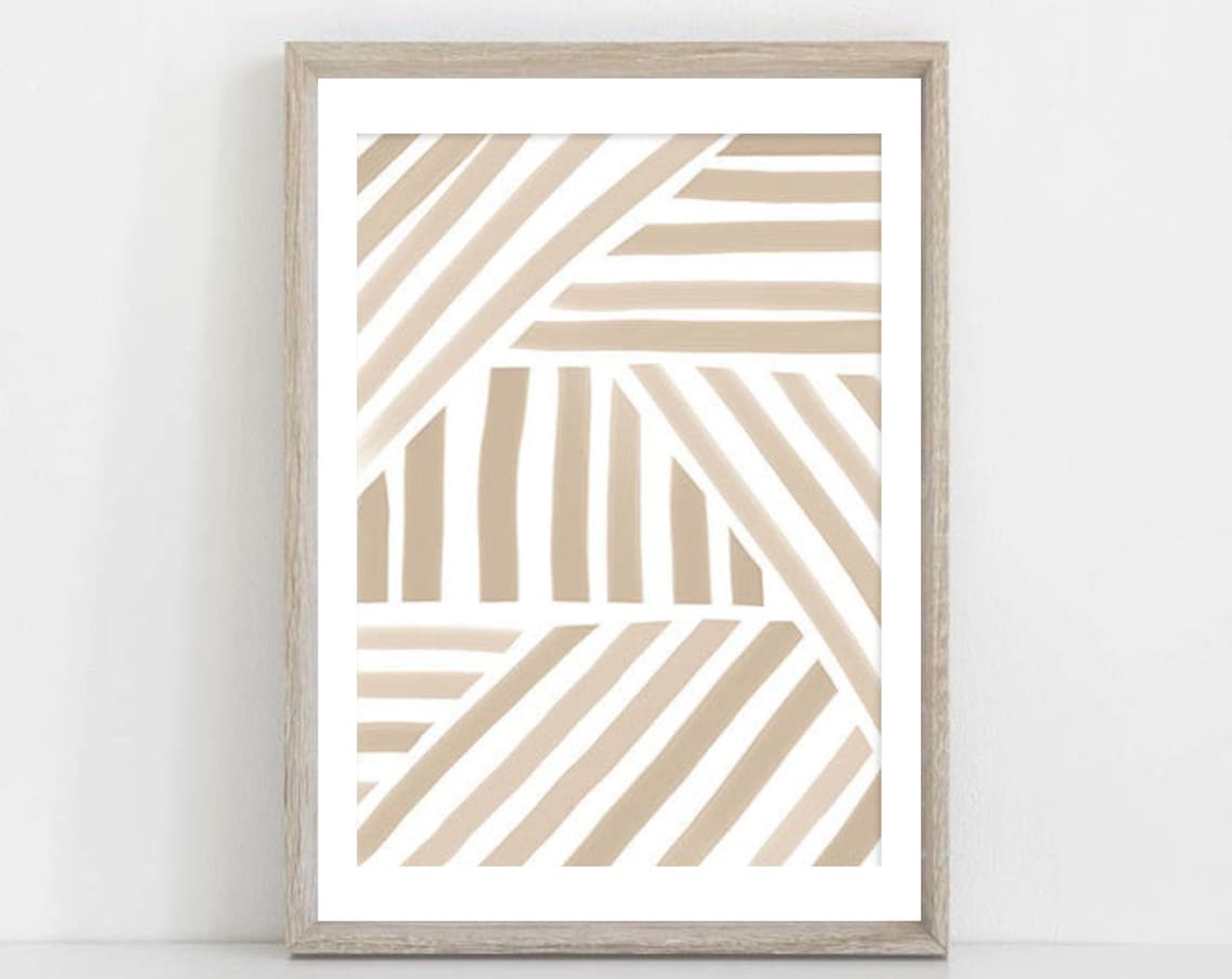 Neutral Geometric Watercolor Abstract Art Print