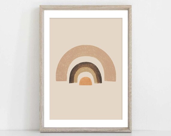 Abstract Rainbow Print Boho Decor Modern Mid Century Art Terracotta Print Wall Art Geometric Print Neutral Wall Art