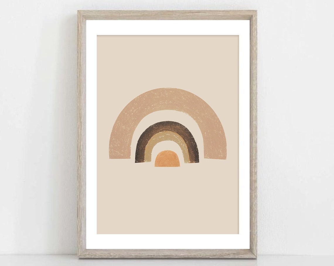 Boho Rainbow Arches Terracotta Mid Century Modern Nursery Poster