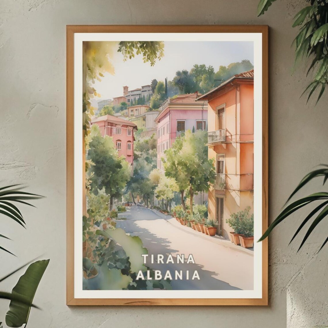 Tirana Albania Travel Poster, Mediterranean Urban Landscape - Image 2