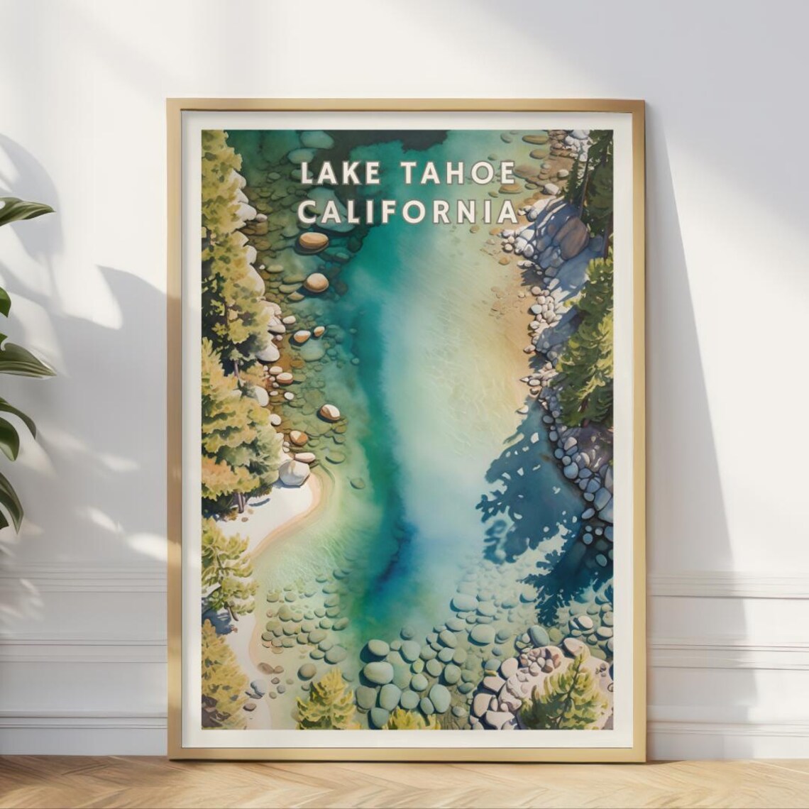 Lake Tahoe California Travel Poster, Scenic Landscape