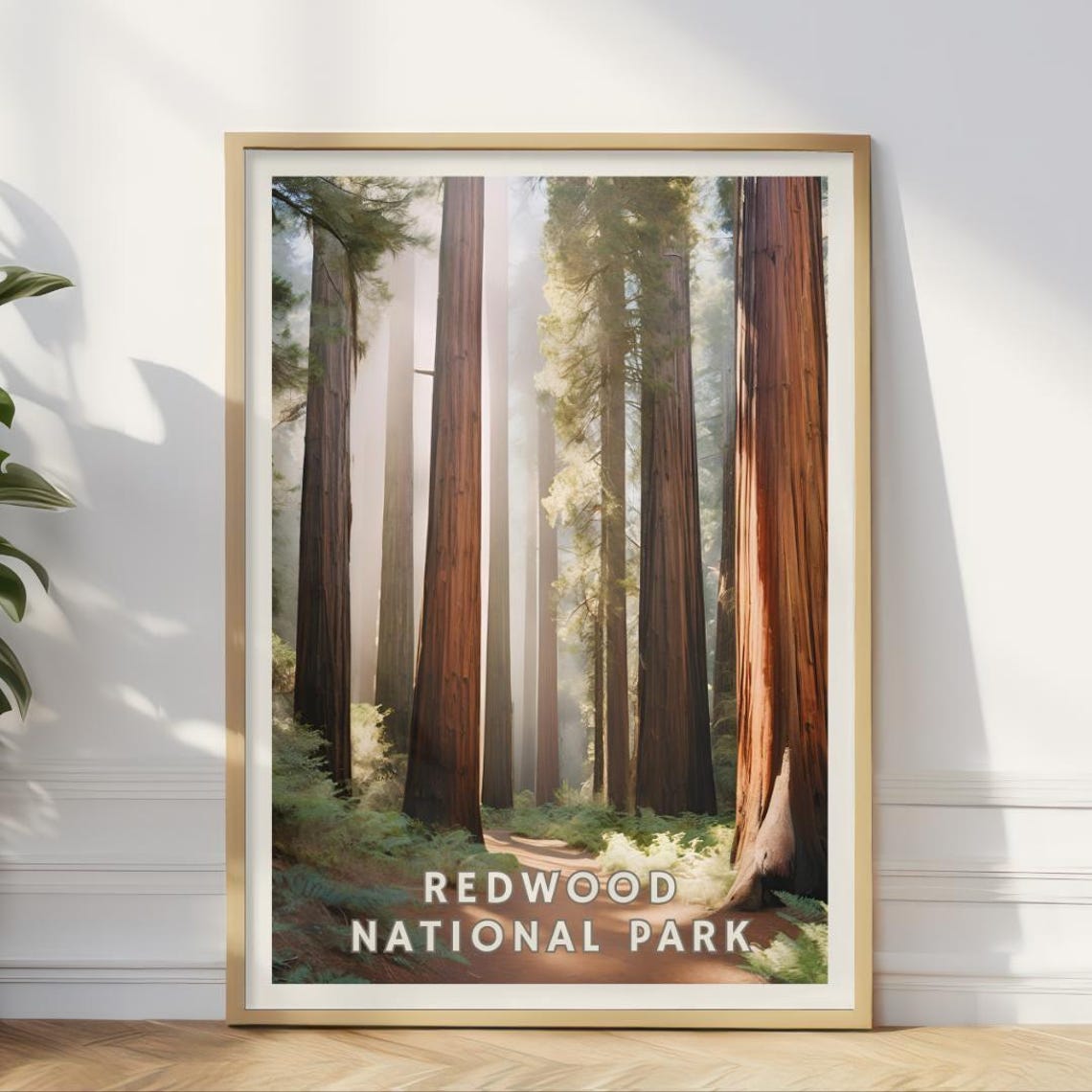 Redwood National Park Poster California Forest Wall Art Giant Redwoods Print Nature Decor Usa Travel Gift For Living Room Or Office