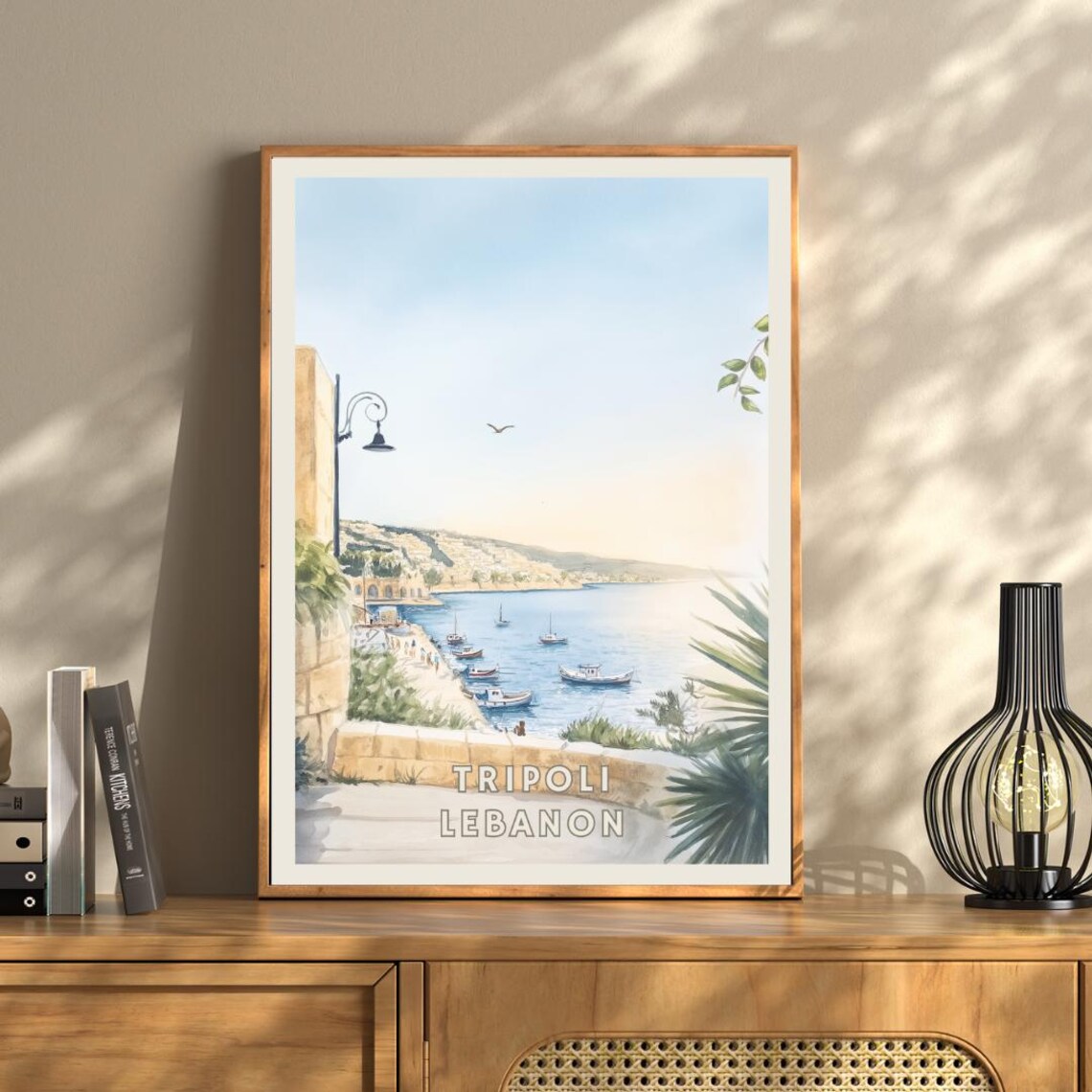 Tripoli Lebanon Travel Poster, Mediterranean Harbor - Image 3