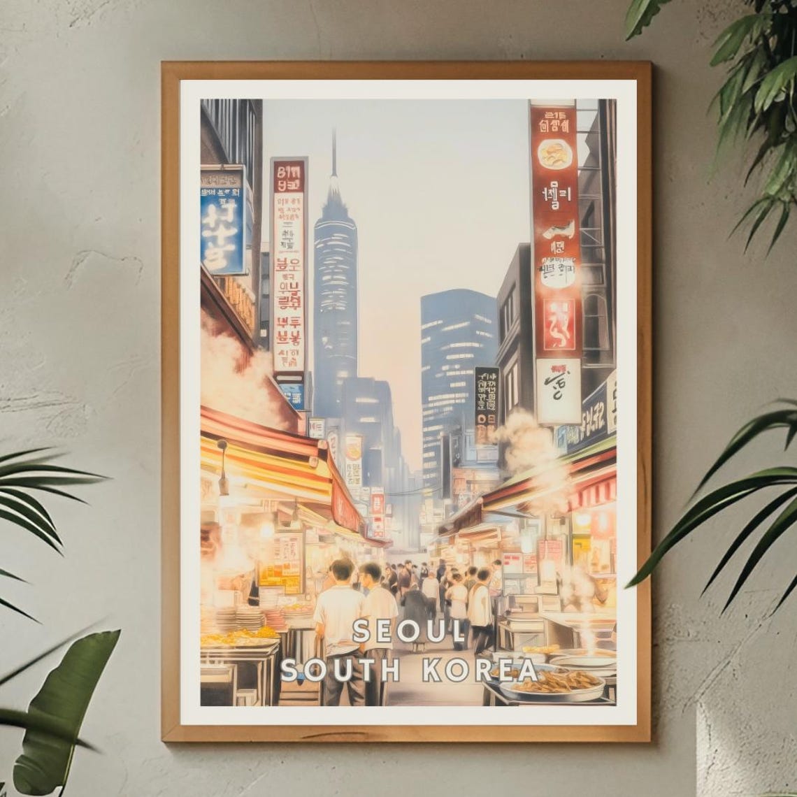 Seoul South Korea Poster Korean Night Market Print Cityscape Wall Art Asian Street Food Scene Urban Travel Decor Home Office Arts - Image 2