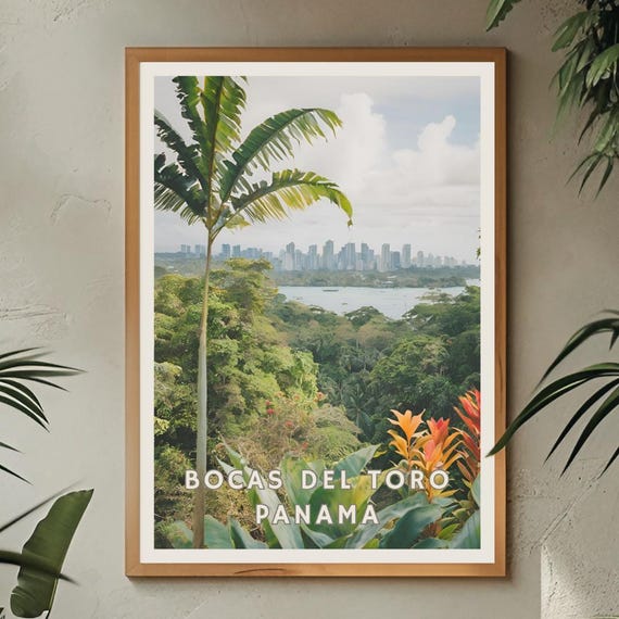 Bocas Del Toro Panama Poster Tropical Jungle Wall Art Caribbean Coastal Print Panama Travel Decor Lush Green Landscape Art