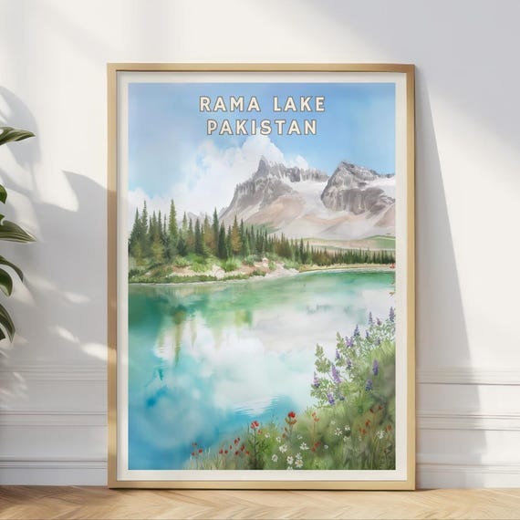 Rama Lake Pakistan Poster Himalayan Lake Wall Art Mountain Reflection Print Northern Pakistan Travel Decor Home Office Nature Art