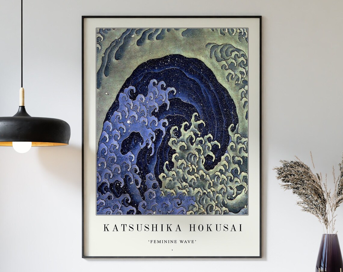 Katsushika Hokusai Feminine Wave Starry Night Ocean Art Print
