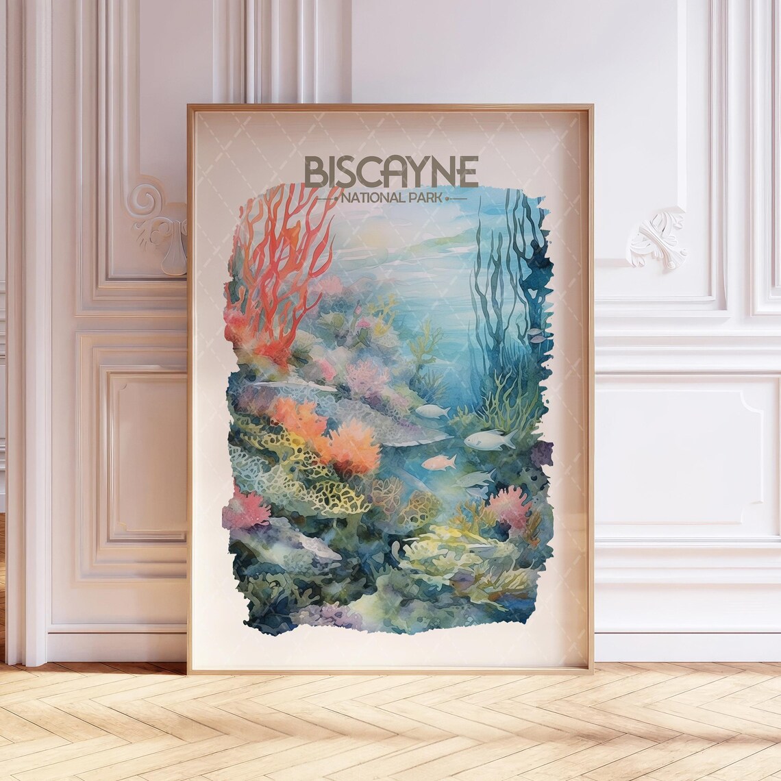 Biscayne National Park Watercolor Travel Poster