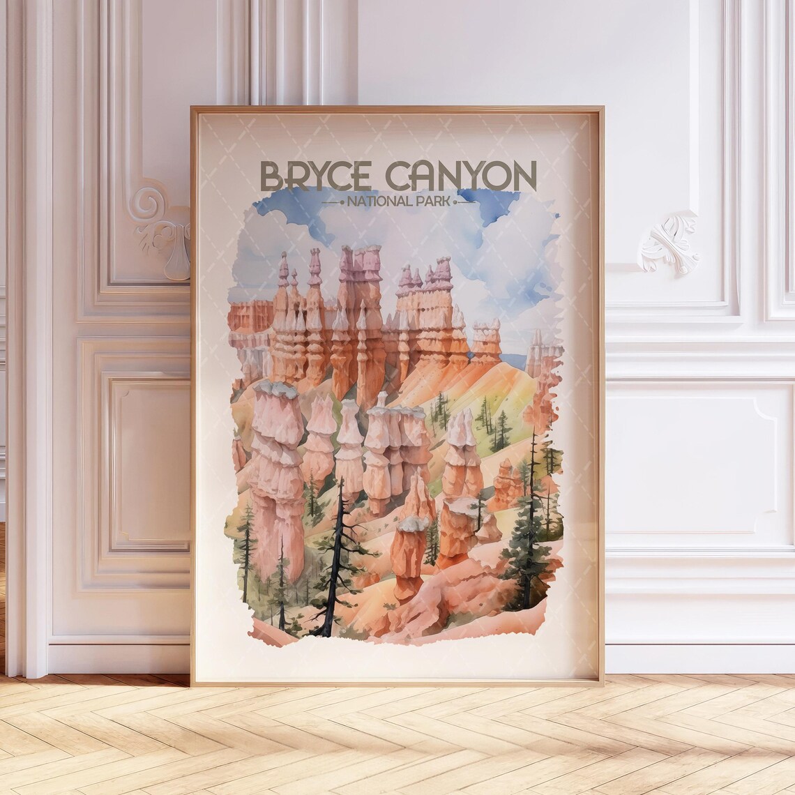 Bryce Canyon National Park Watercolor Travel Poster