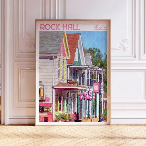 Rocky Hall Watercolor Travel Poster, Maryland