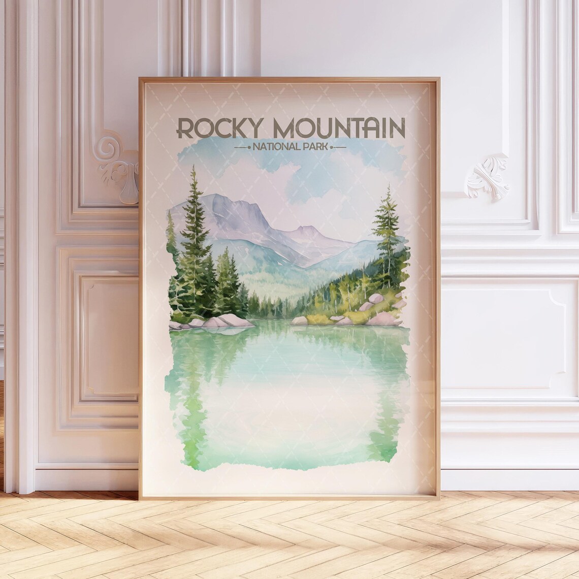 Rocky Mountain National Park Watercolor Travel Poster