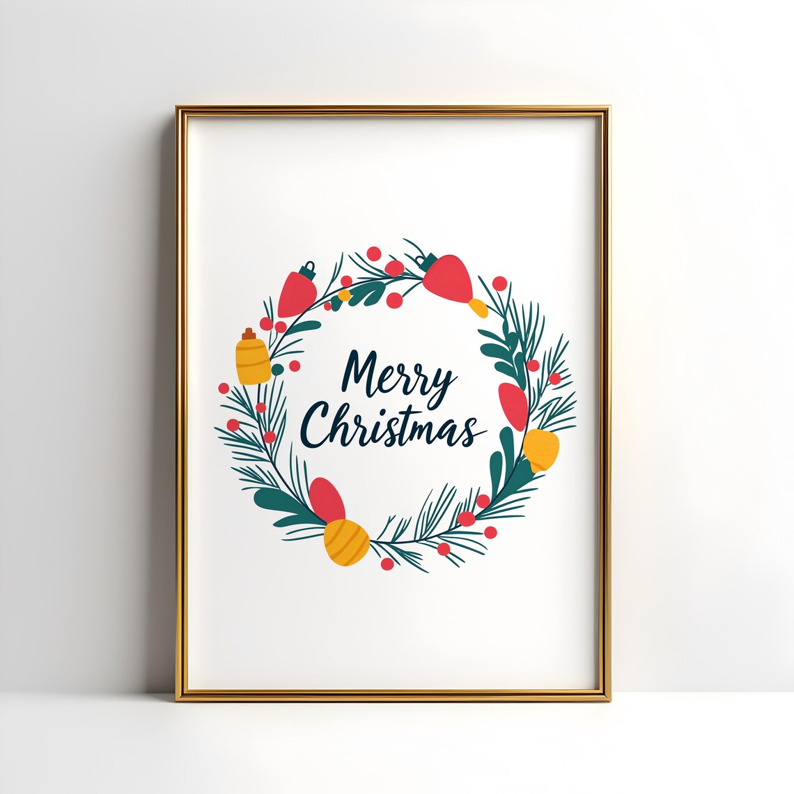 Weihnachtskranz, Minimalistische Weihnachten Art Print