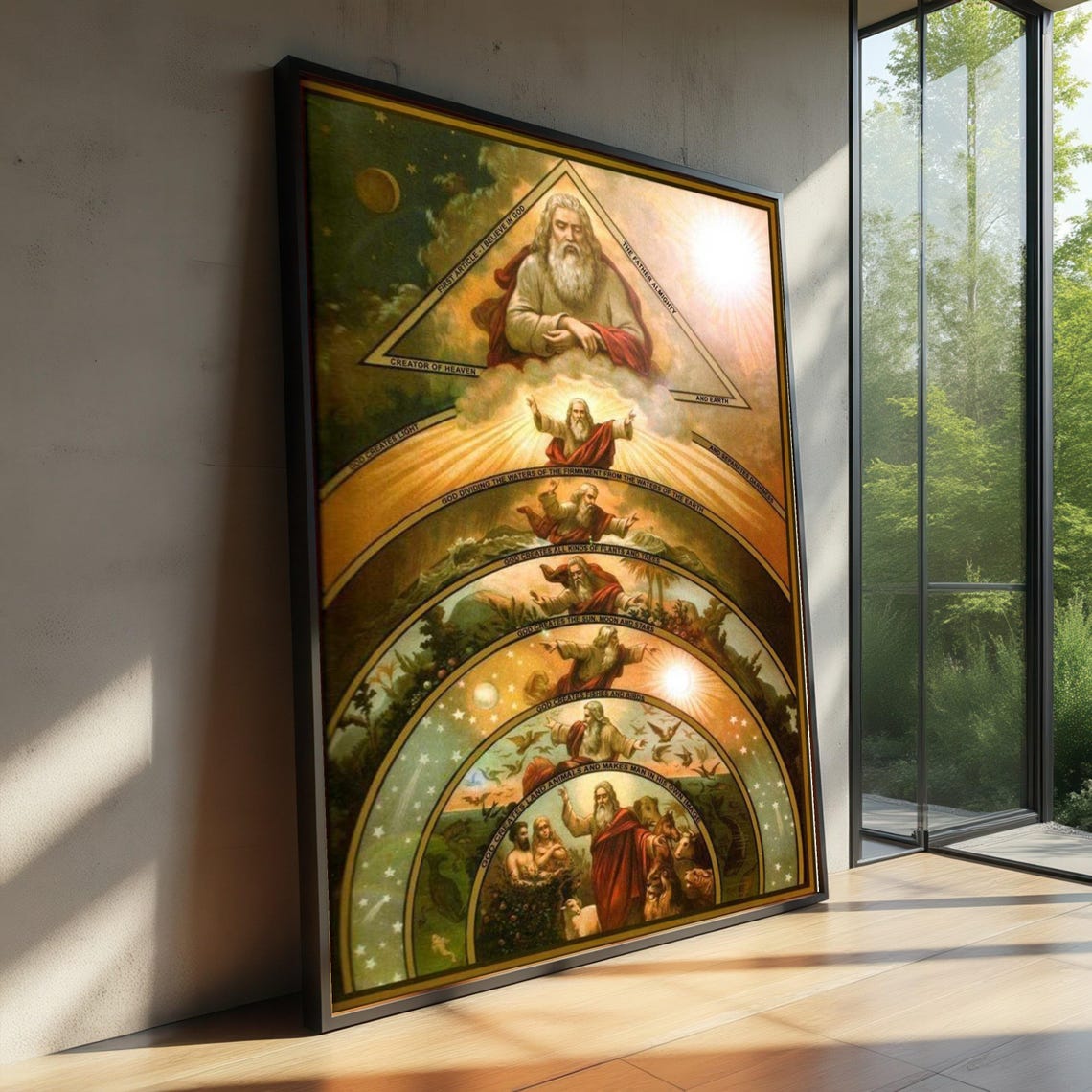 Biblical Creation Of The World Vintage Religious Wall Poster