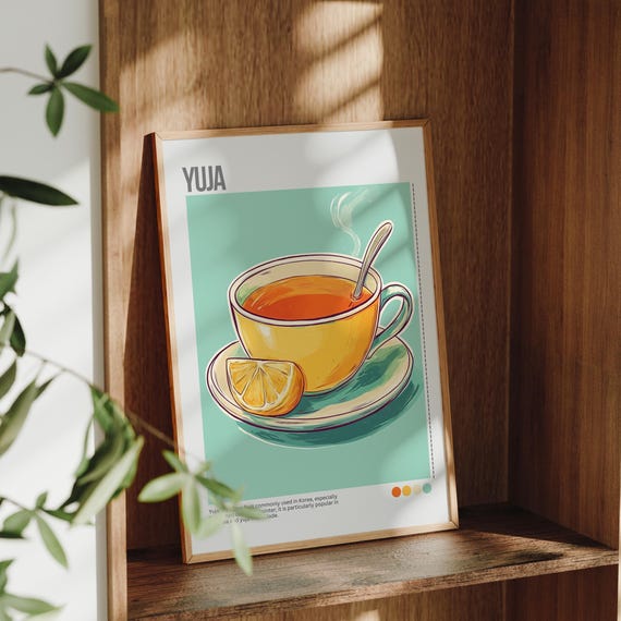 Modern Kitchen Decor Minimalist Coffee Wall Art Yuja Yuja Tea Korean Yuja Poster Coffee Gifts Wall Art