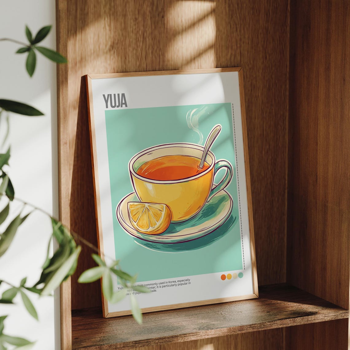 Yuja Korean Citrus Tea Cup Yellow Minimalist Kitchen Art Poster
