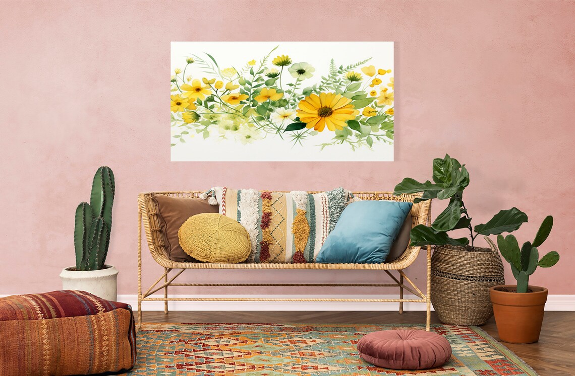 Spring Wildflowers Field Meadow Watercolour Art Print - Image 2