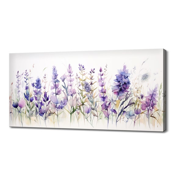 Lavender Spring Wildflowers Meadow Watercolor Art Print