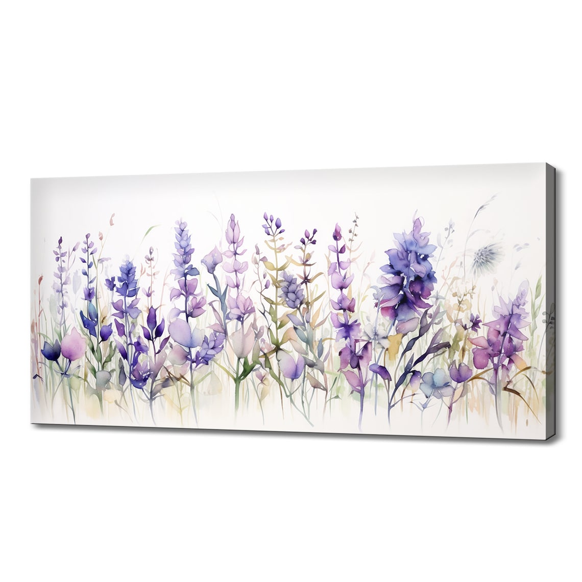 Lavender Spring Wildflowers Meadow Watercolor Art Print