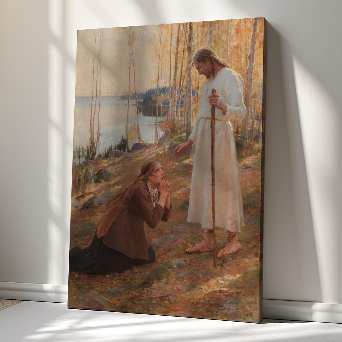Christ And Mary Magdalene By Albert Edelfelt Classic Religious Painting Poster